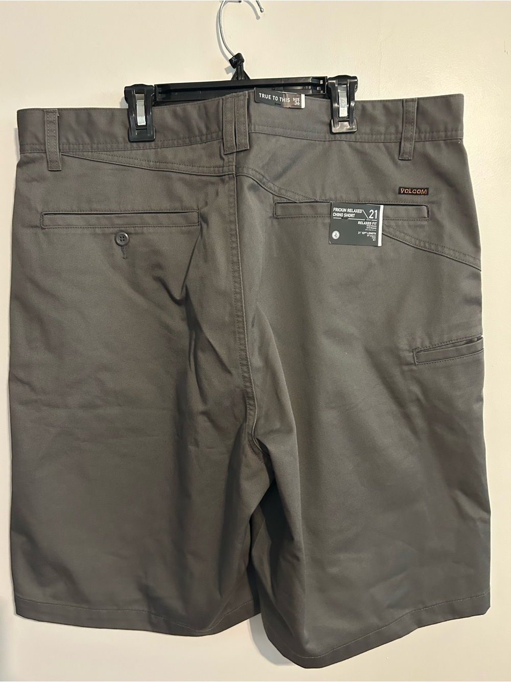 Volcom Men's Charcoal Flat Front Shorts - Picture 3 of 3